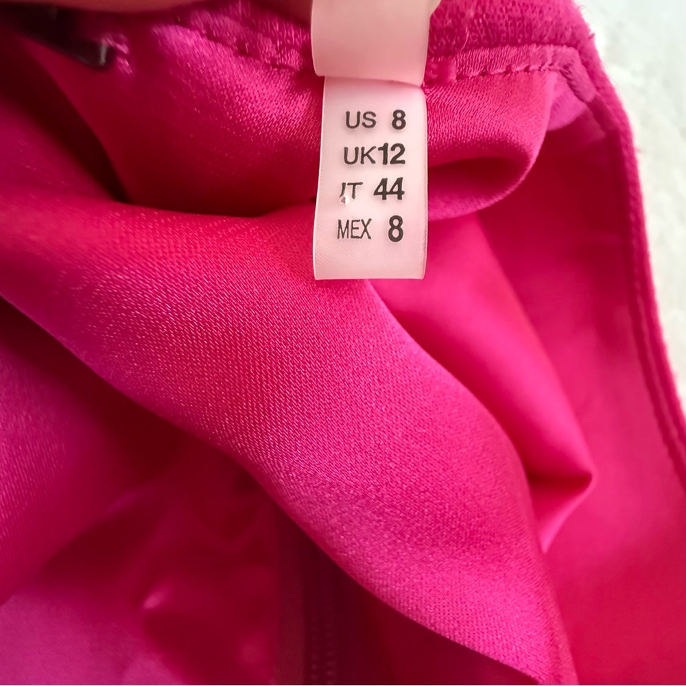 Elie Tahari Women's Fuchsia Camellia V-Neck Fit-and-Flare Dress (Size 8) - Picture 8 of 12